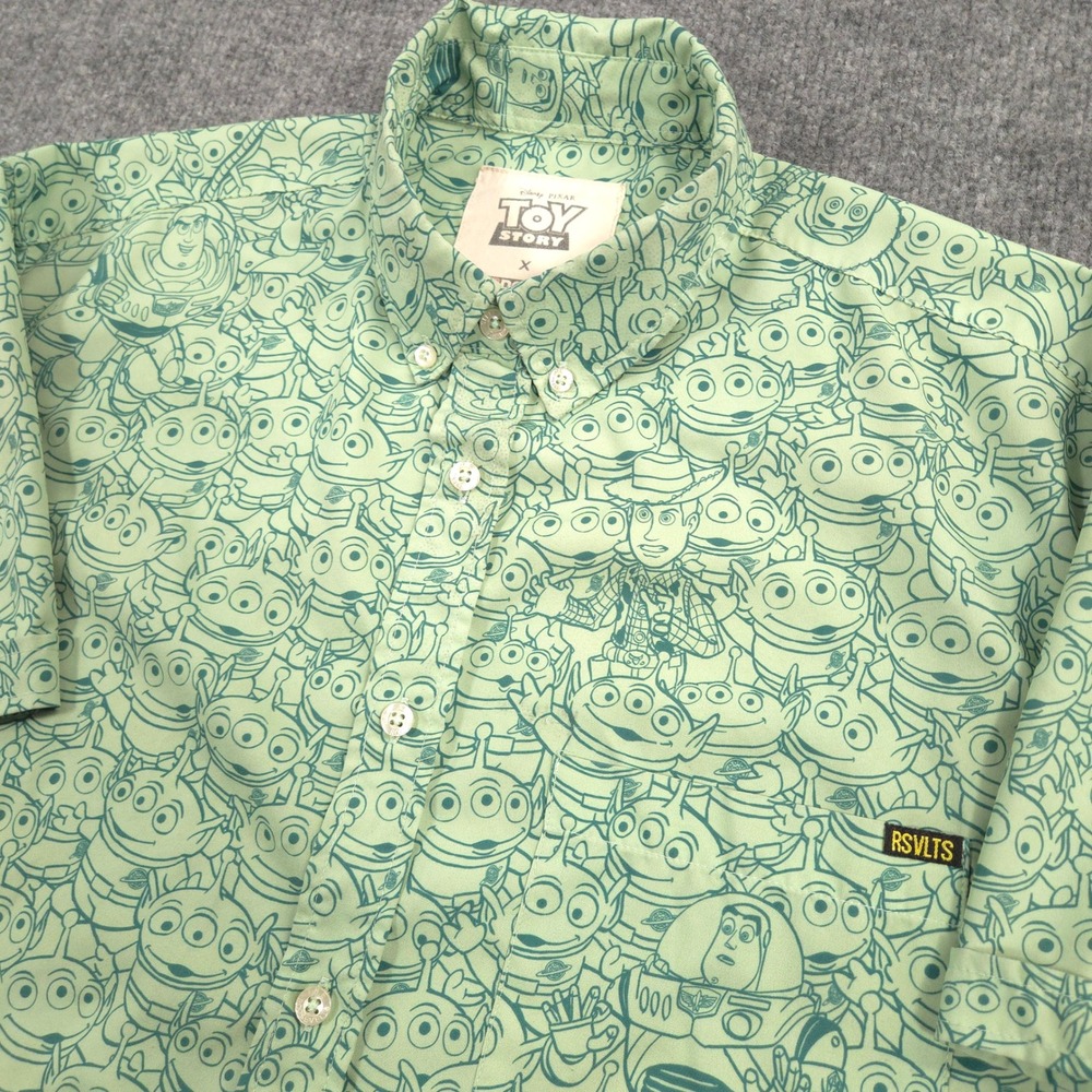 RSVLTS x Disney Toy Story The Crane Escape Shirt Mens M Alien Woody Buzz AOP